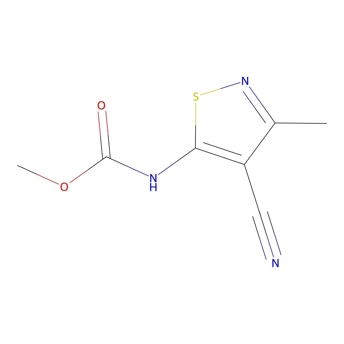 methyl N-(4-cyano-3-methyl-1,2-thiazol-5-yl)carbamate molecular structure, CAS 2089257-31-6