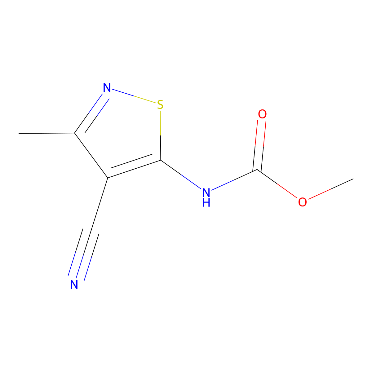 methyl N-(4-cyano-3-methyl-1,2-thiazol-5-yl)carbamate molecular structure, CAS 2089257-31-6