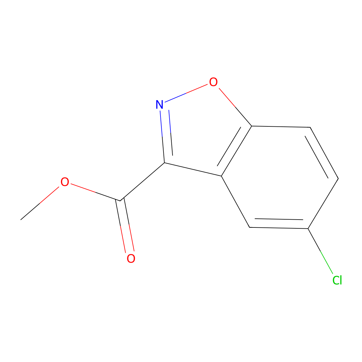 Methyl 5-chloro-1,2-benzoxazole-3-carboxylate molecular structure, CAS 2089257-36-1