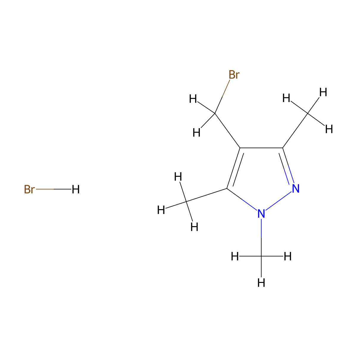 4-(bromomethyl)-1,3,5-trimethyl-1H-pyrazole hydrobromide molecular structure, CAS 2089257-43-0