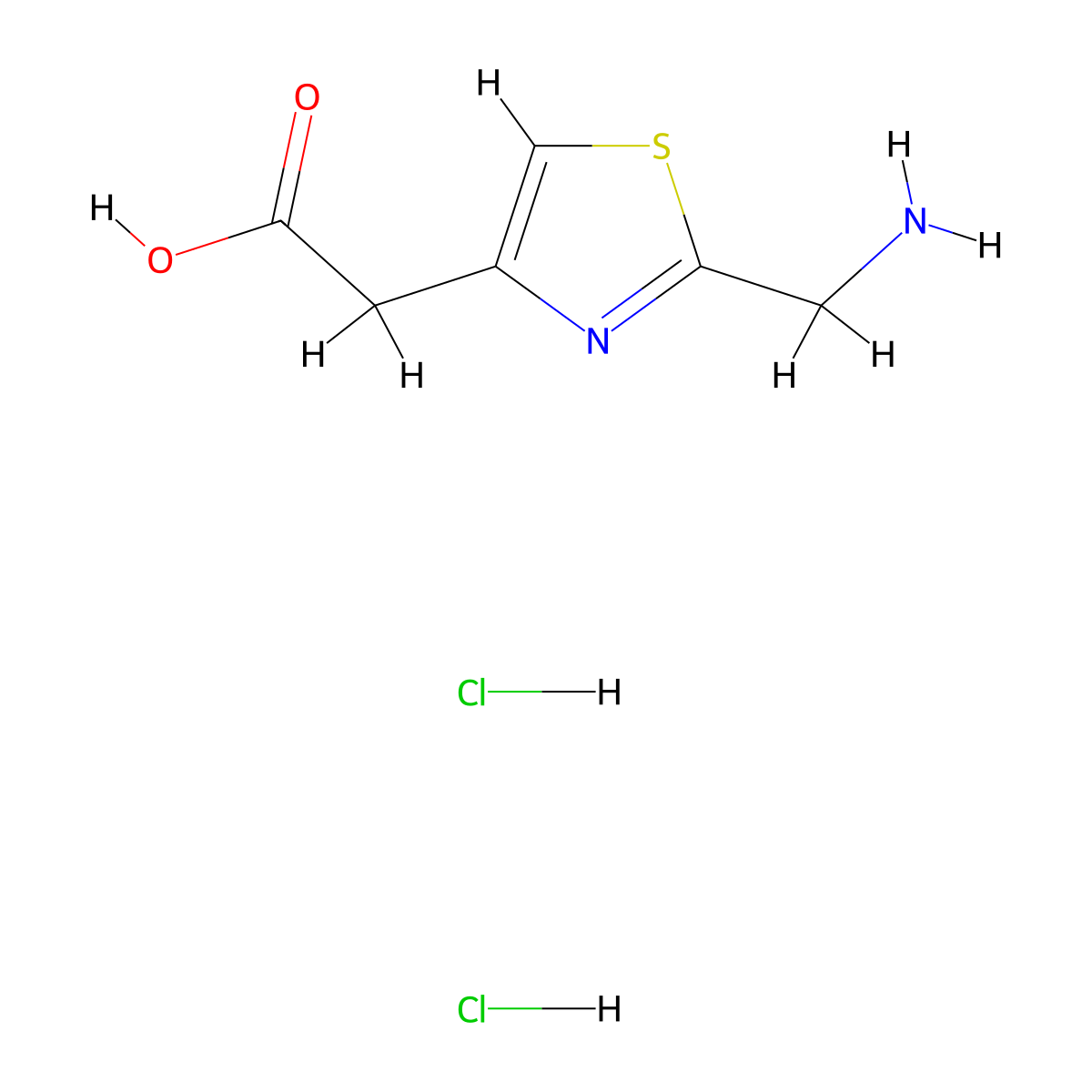 2-(2-(Aminomethyl)-1,3-thiazol-4-yl)acetic acid dihydrochloride molecular structure, CAS 2089257-46-3