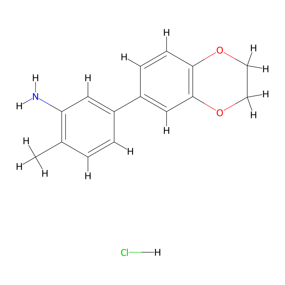5-(2,3-Dihydro-1,4-benzodioxin-6-yl)-2-methylaniline hydrochloride molecular structure, CAS 2089257-50-9
