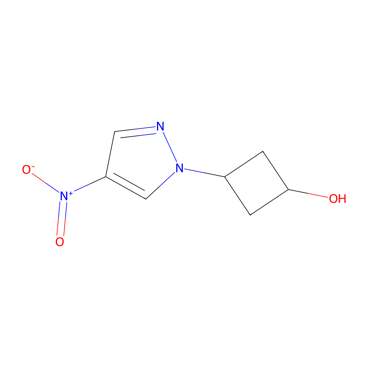 3-(4-nitro-1H-pyrazol-1-yl)cyclobutan-1-ol molecular structure, CAS 2089257-58-7