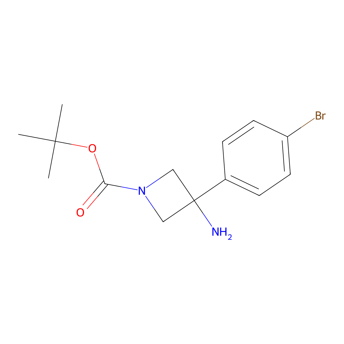 tert-Butyl 3-amino-3-(4-bromophenyl)azetidine-1-carboxylate molecular structure, CAS 2089257-61-2