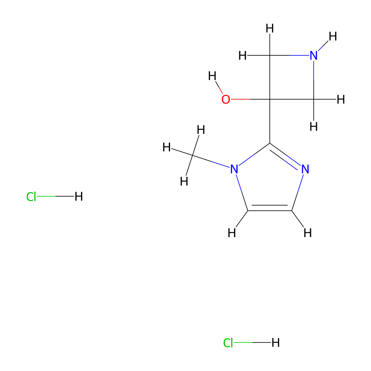 3-(1-methyl-1H-imidazol-2-yl)azetidin-3-ol dihydrochloride molecular structure, CAS 2089257-66-7