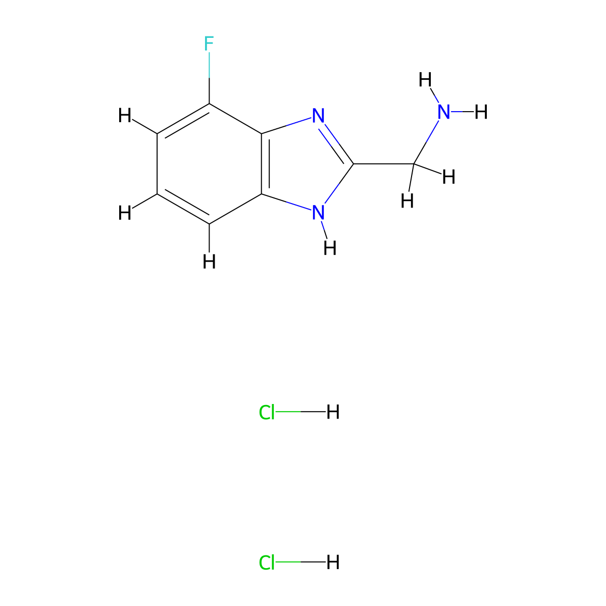 (4-fluoro-1H-1,3-benzodiazol-2-yl)methanamine dihydrochloride molecular structure, CAS 2089257-74-7