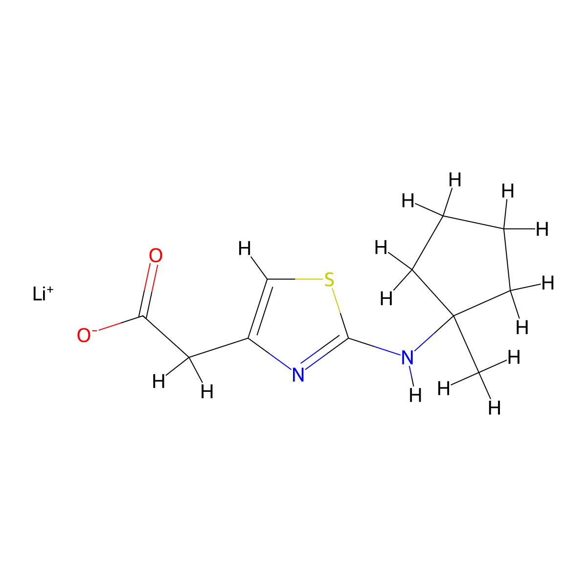 Lithium(1+) ion 2-{2-[(1-methylcyclopentyl)amino]-1,3-thiazol-4-yl}acetate molecular structure, CAS 2089257-75-8