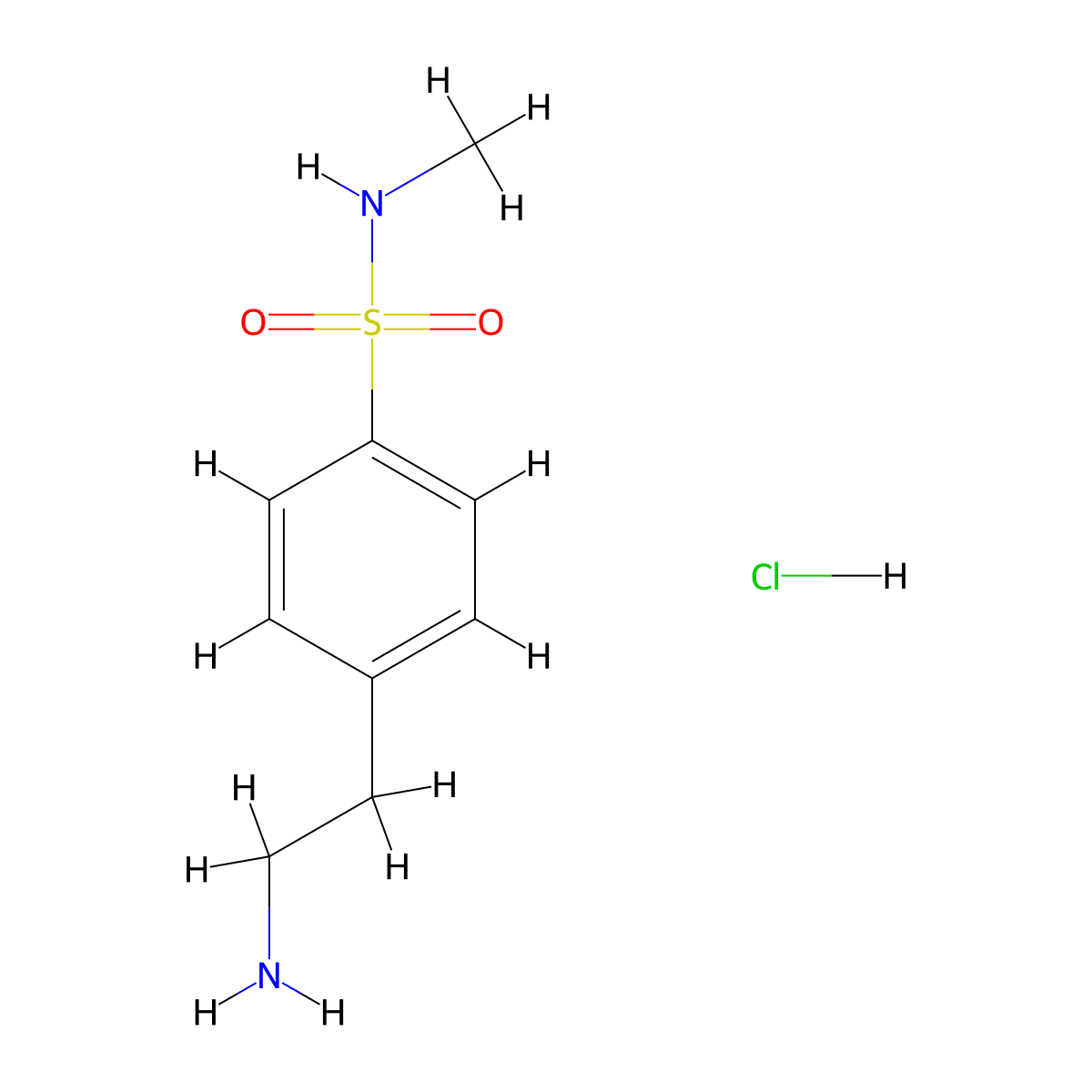 4-(2-aminoethyl)-N-methylbenzene-1-sulfonamide hydrochloride molecular structure, CAS 2089257-77-0