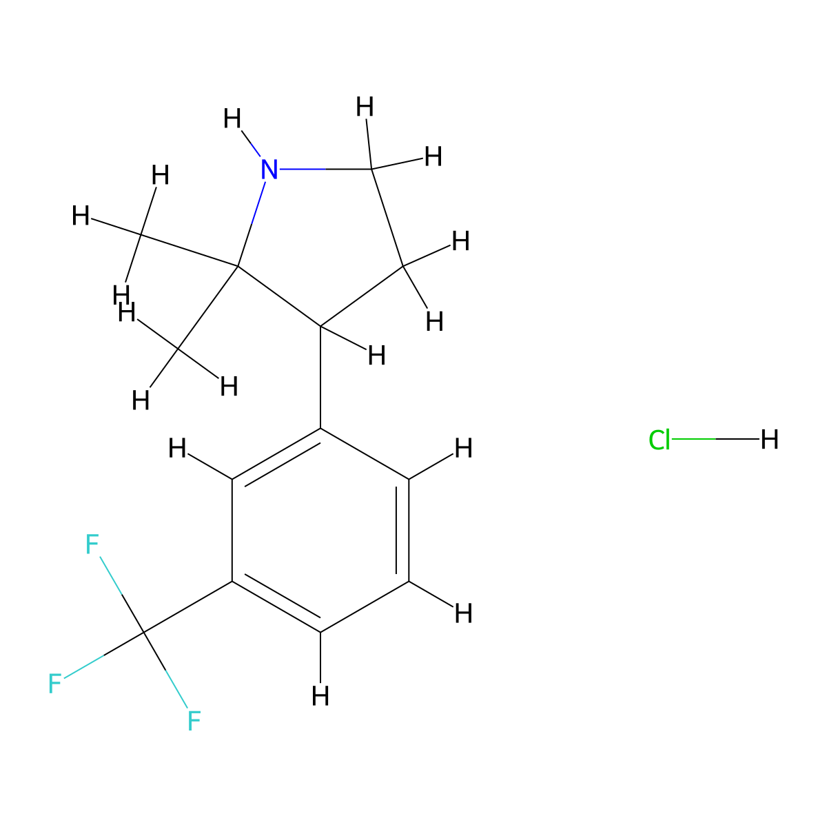 2,2-Dimethyl-3-[3-(trifluoromethyl)phenyl]pyrrolidine hydrochloride molecular structure, CAS 2089257-80-5