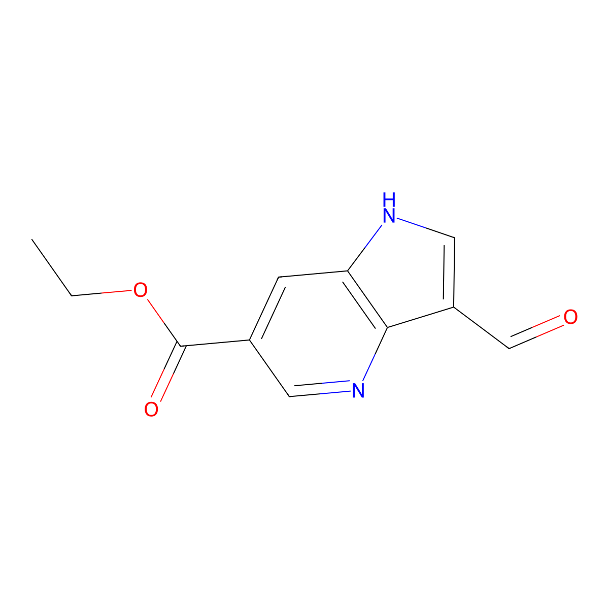 ethyl 3-formyl-1H-pyrrolo(3,2-b)pyridine-6-carboxylate molecular structure, CAS 2089257-85-0