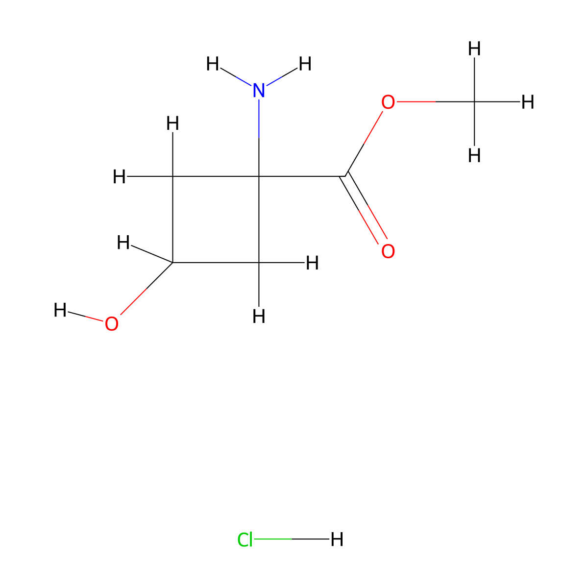 Methyl 1-amino-3-hydroxycyclobutane-1-carboxylate hydrochloride molecular structure, CAS 2089258-00-2