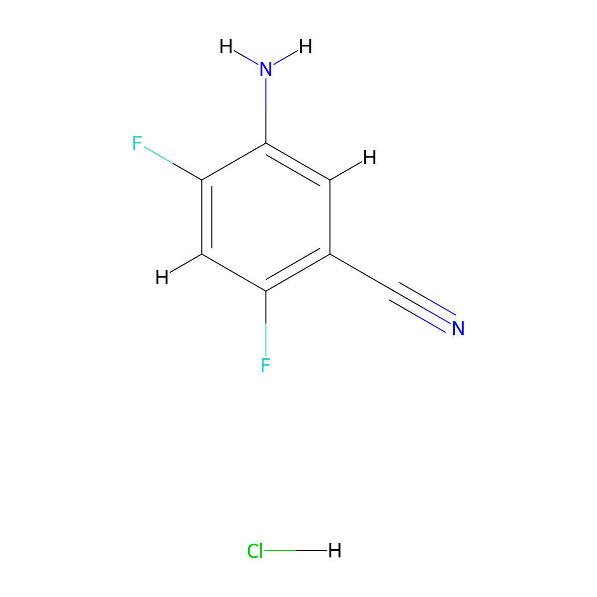 5-Amino-2,4-difluorobenzonitrile hydrochloride molecular structure, CAS 2089258-01-3