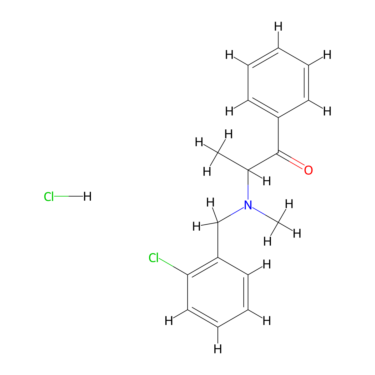 2-{[(2-Chlorophenyl)methyl](methyl)amino}-1-phenylpropan-1-one hydrochloride molecular structure, CAS 2089258-02-4