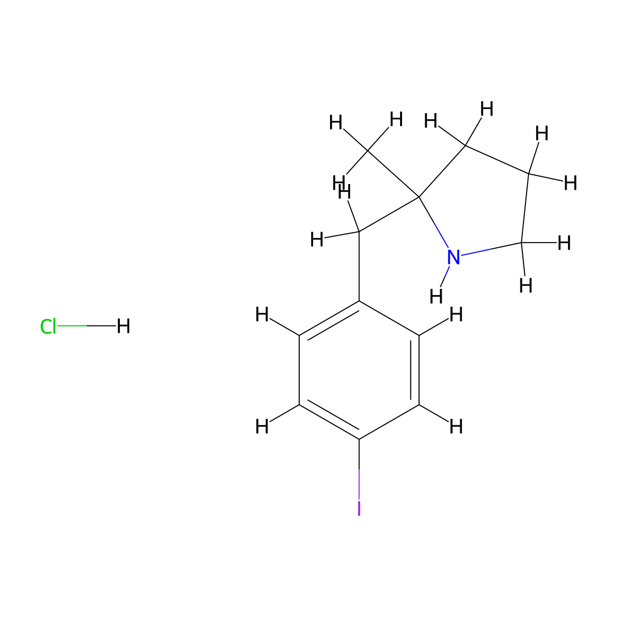 2-[(4-Iodophenyl)methyl]-2-methylpyrrolidine hydrochloride molecular structure, CAS 2089258-12-6