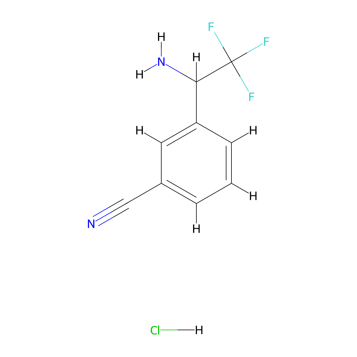 3-(1-Amino-2,2,2-trifluoroethyl)benzonitrile hydrochloride molecular structure, CAS 2089258-17-1
