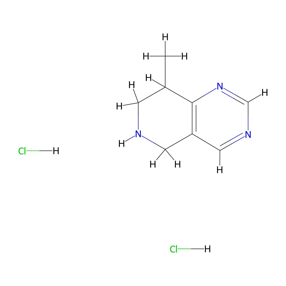 8-methyl-5H,6H,7H,8H-pyrido[4,3-d]pyrimidine dihydrochloride molecular structure, CAS 2089258-22-8