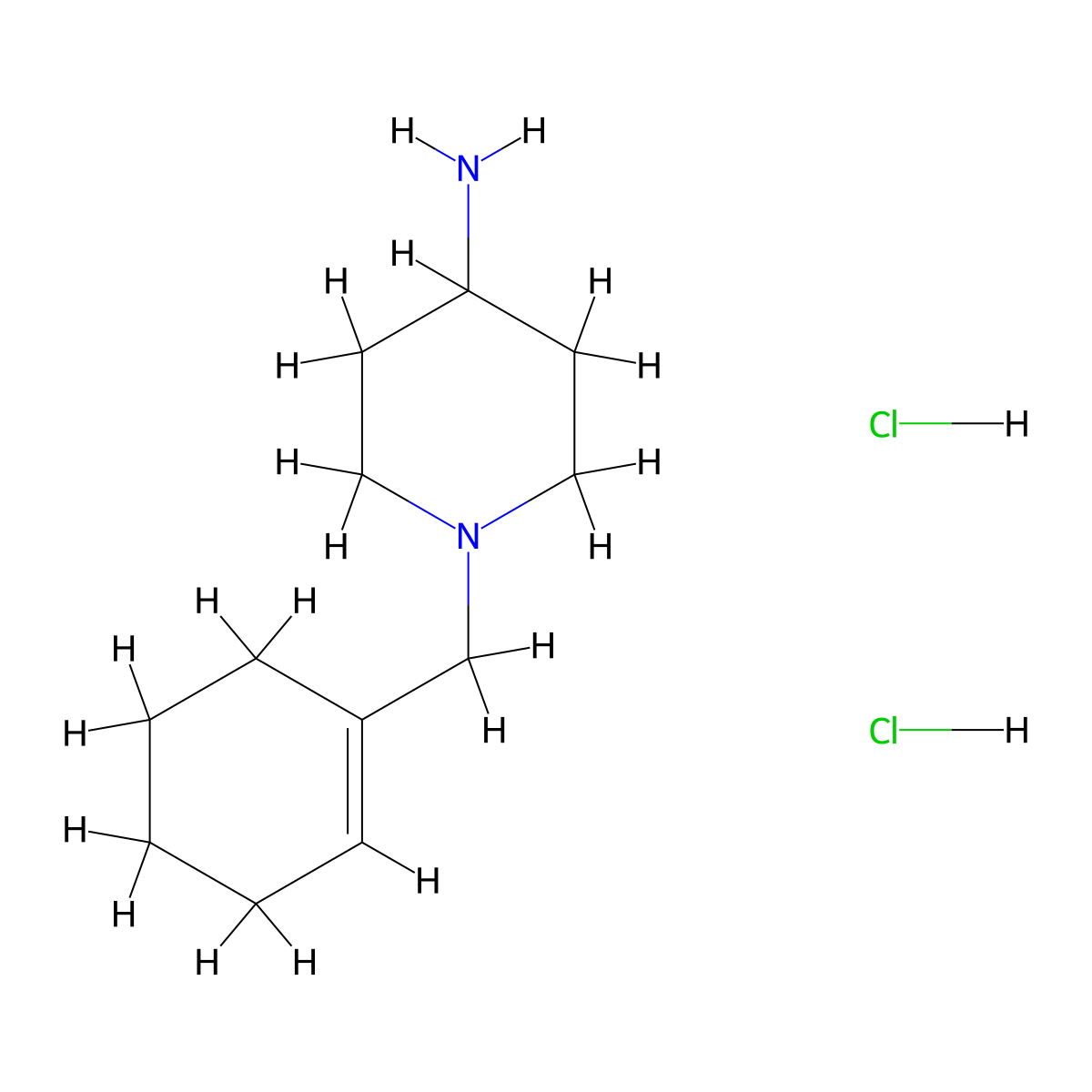 1-[(Cyclohex-1-en-1-yl)methyl]piperidin-4-amine dihydrochloride molecular structure, CAS 2089258-24-0