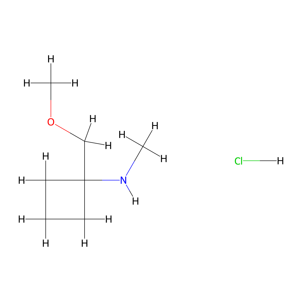 1-(methoxymethyl)-N-methylcyclobutan-1-amine hydrochloride molecular structure, CAS 2089258-34-2