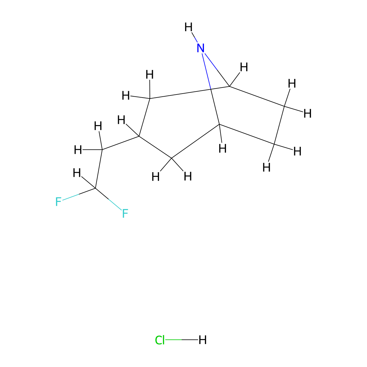 3-(2,2-Difluoroethyl)-8-azabicyclo(3.2.1)octane hydrochloride molecular structure, CAS 2089258-35-3