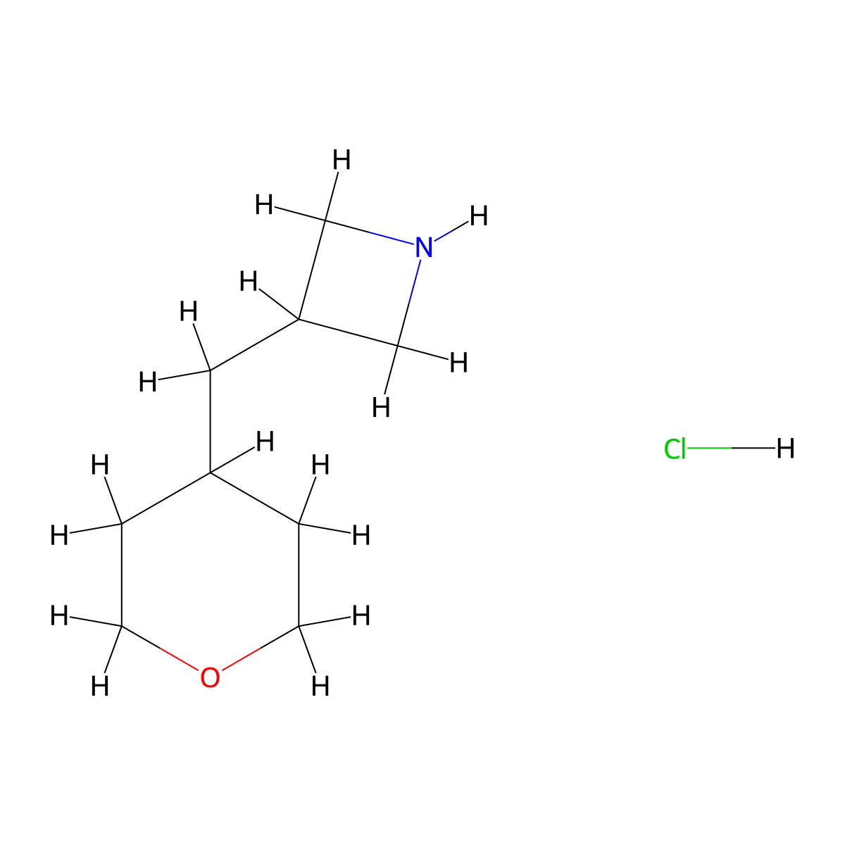 3-[(Oxan-4-yl)methyl]azetidine hydrochloride molecular structure, CAS 2089258-36-4