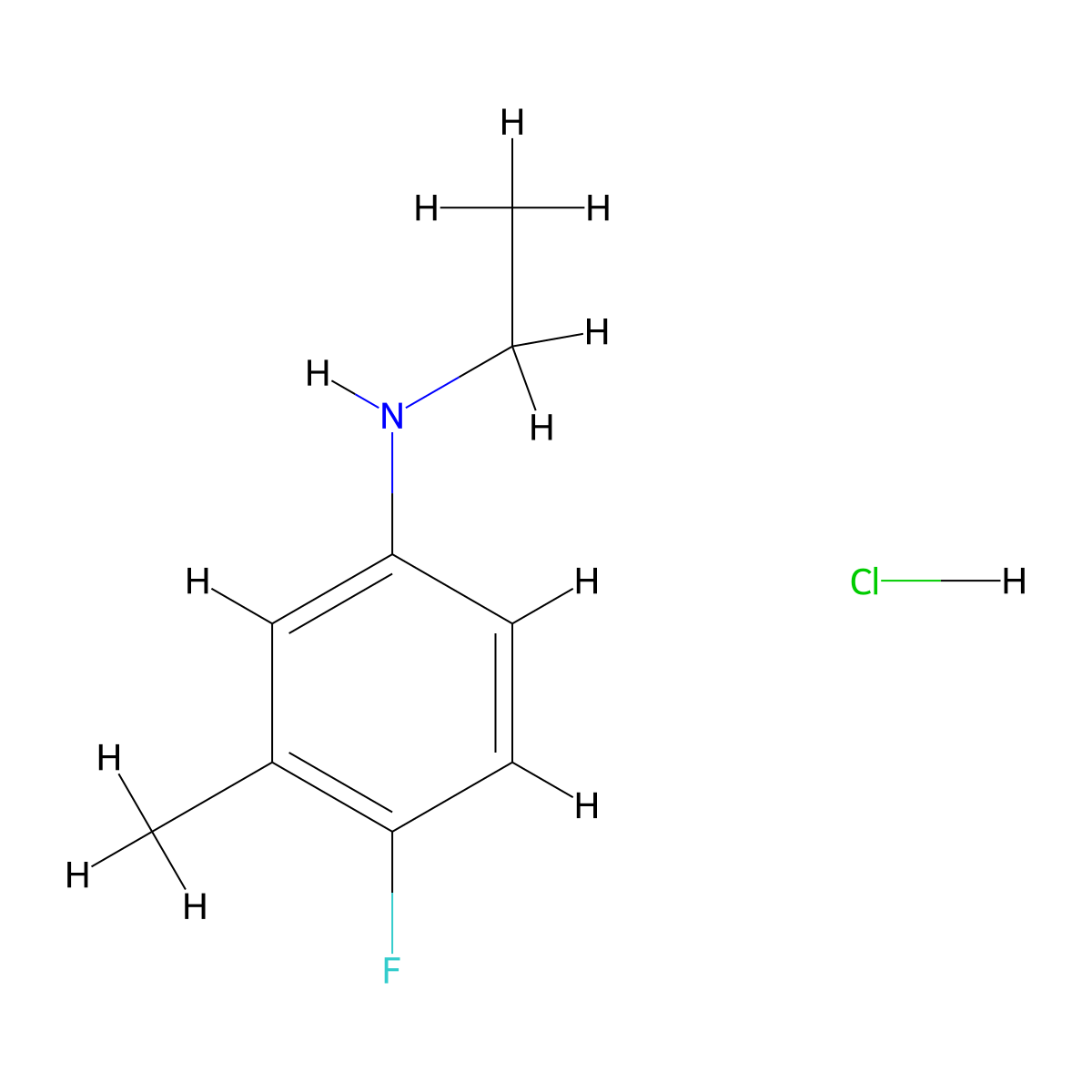 N-ethyl-4-fluoro-3-methylaniline hydrochloride molecular structure, CAS 2089258-38-6