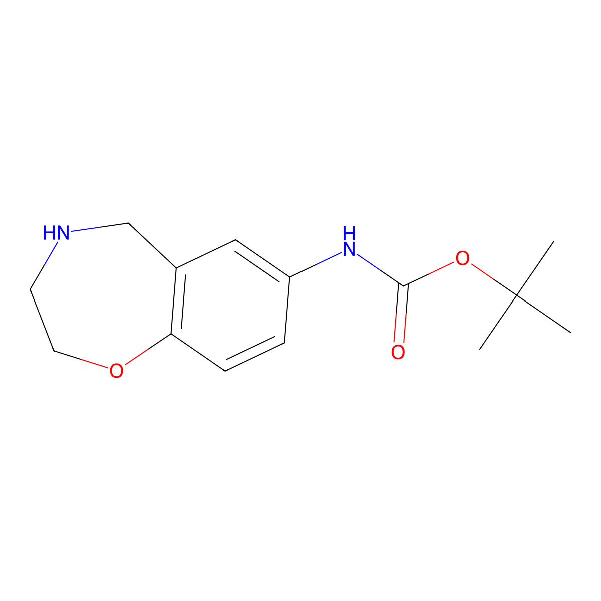 tert-butyl N-(2,3,4,5-tetrahydro-1,4-benzoxazepin-7-yl)carbamate molecular structure, CAS 2089258-42-2