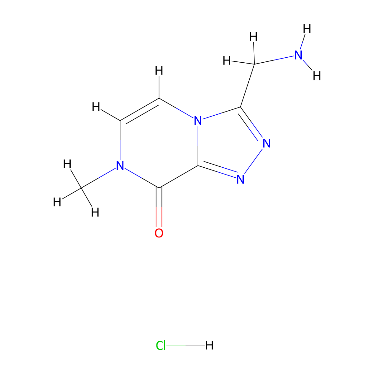 3-(aminomethyl)-7-methyl-7H,8H-[1,2,4]triazolo[4,3-a]pyrazin-8-one hydrochloride molecular structure, CAS 2089258-49-9