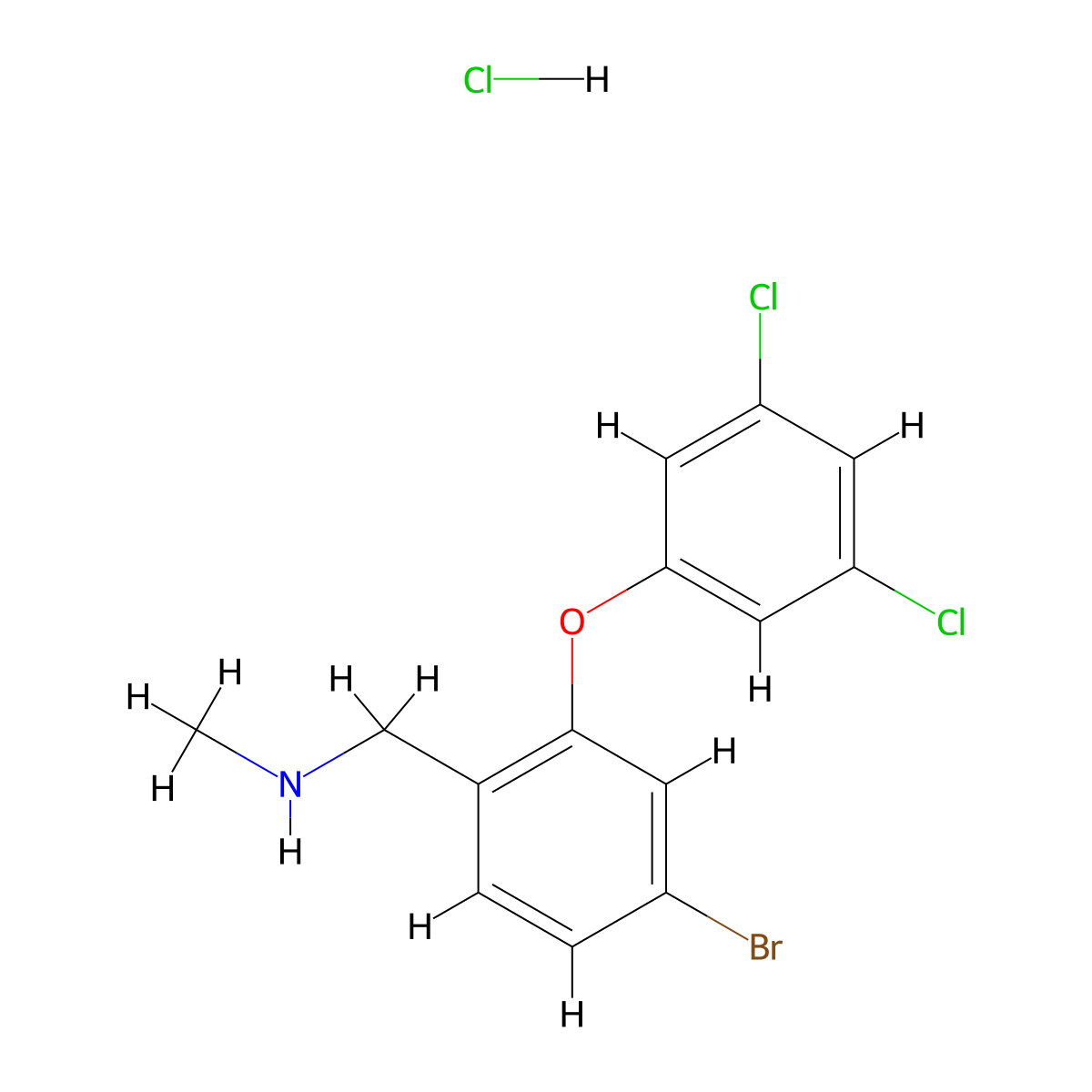 {[4-Bromo-2-(3,5-dichlorophenoxy)phenyl]methyl}(methyl)amine hydrochloride molecular structure, CAS 2089258-52-4