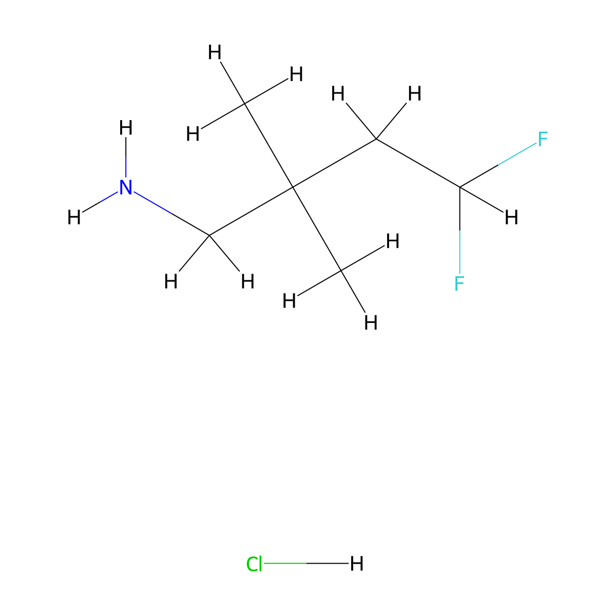 4,4-Difluoro-2,2-dimethylbutan-1-amine hydrochloride molecular structure, CAS 2089258-53-5