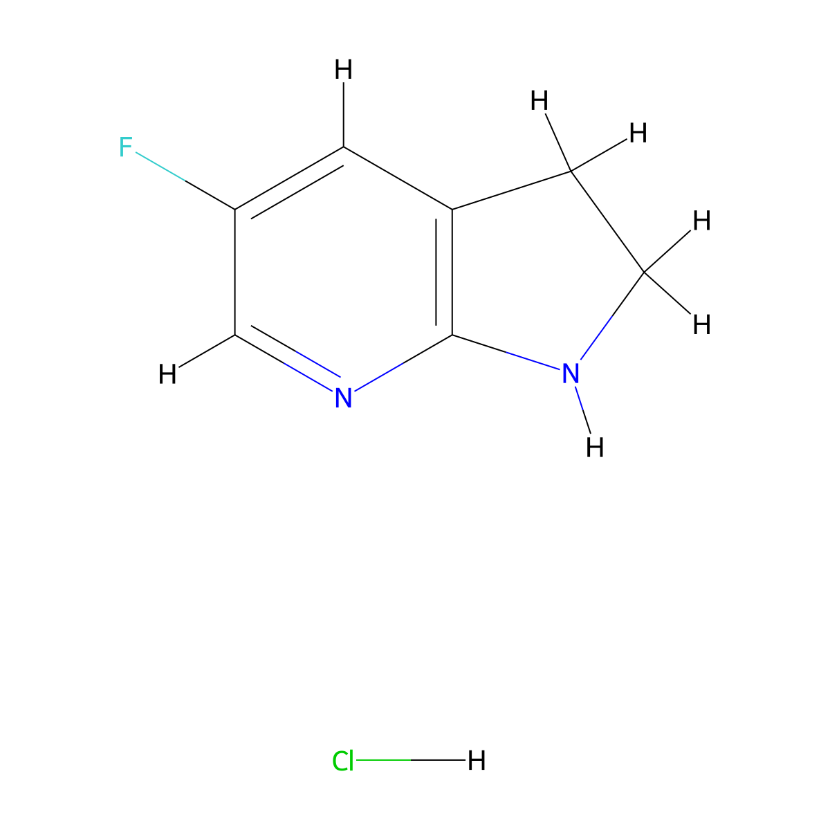 5-fluoro-1H,2H,3H-pyrrolo[2,3-b]pyridine hydrochloride molecular structure, CAS 2089258-54-6