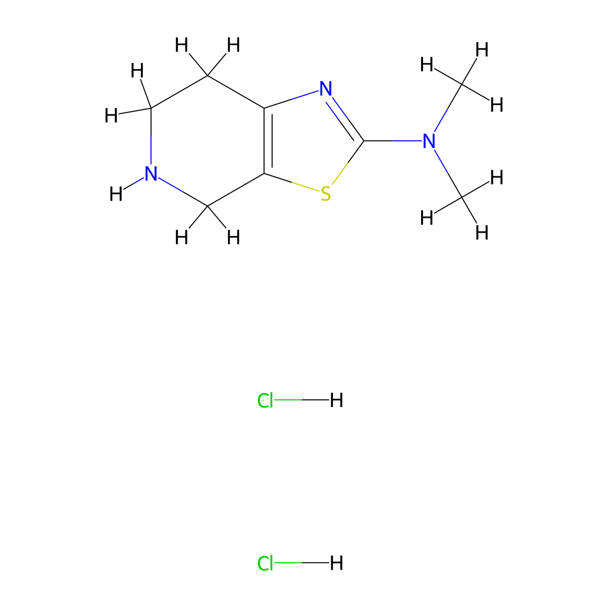 N,N-dimethyl-4H,5H,6H,7H-[1,3]thiazolo[5,4-c]pyridin-2-amine dihydrochloride molecular structure, CAS 2089258-70-6