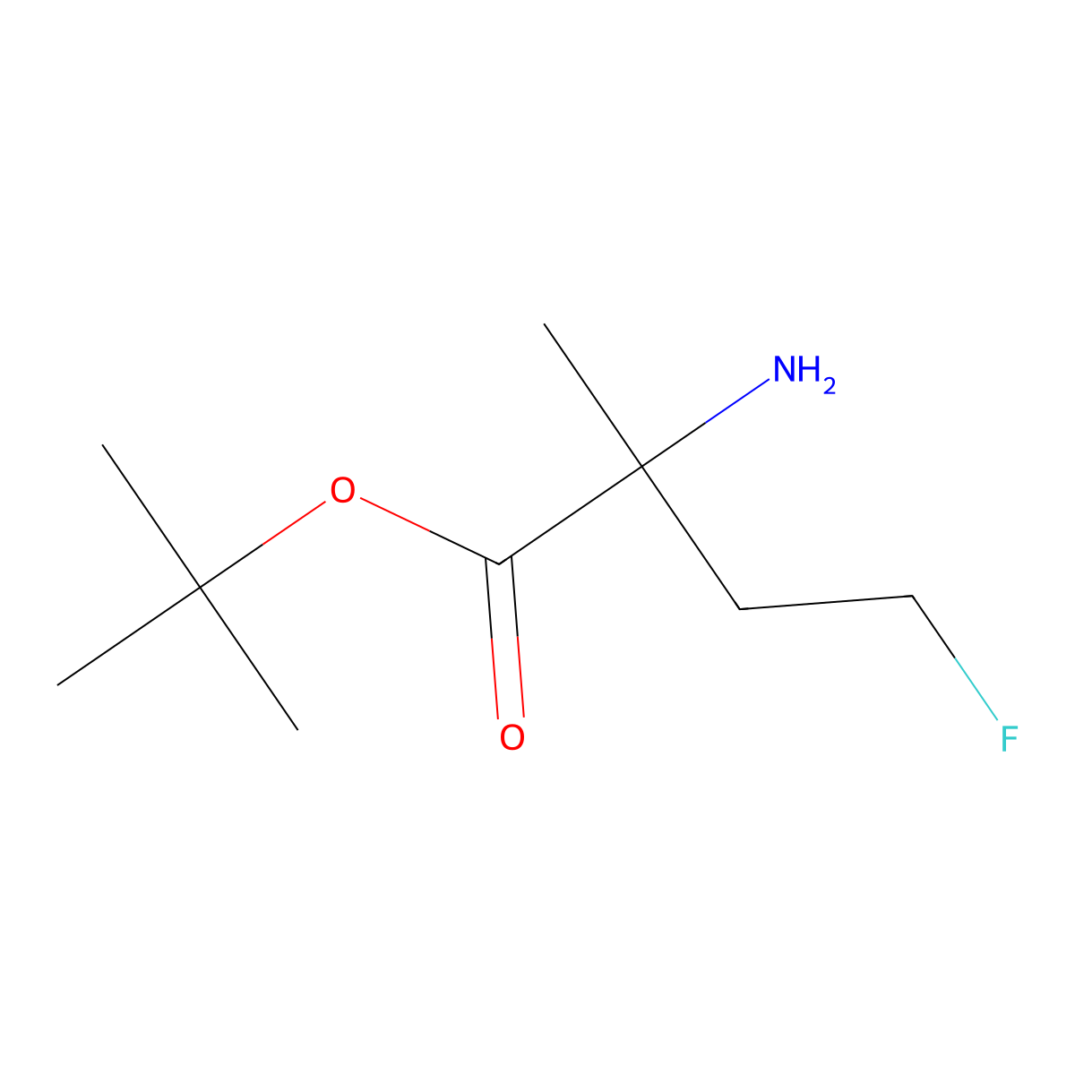 Tert-butyl 2-amino-4-fluoro-2-methylbutanoate molecular structure, CAS 208927-40-6
