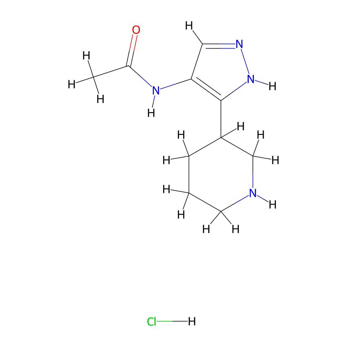 N-[3-(piperidin-3-yl)-1H-pyrazol-4-yl]acetamide hydrochloride molecular structure, CAS 2089277-09-6