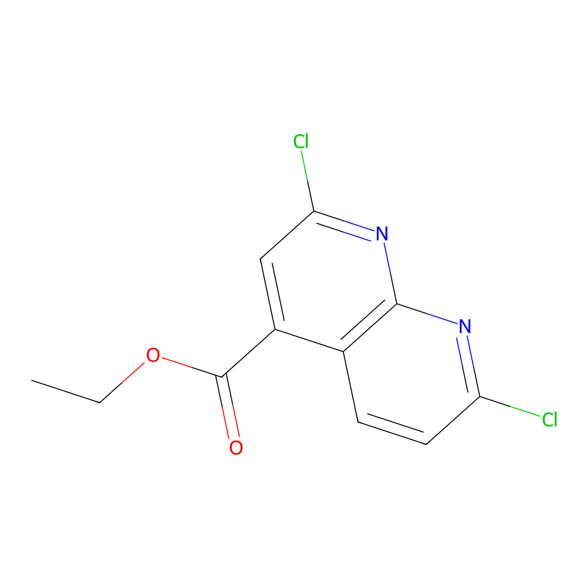 Ethyl 2,7-dichloro-1,8-naphthyridine-4-carboxylate molecular structure, CAS 2089277-15-4