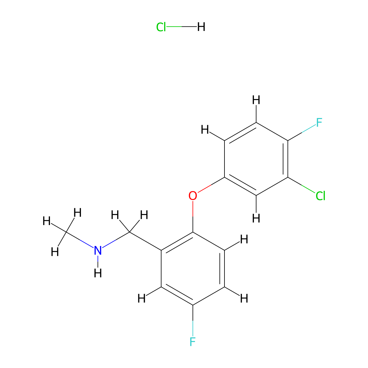 {[2-(3-Chloro-4-fluorophenoxy)-5-fluorophenyl]methyl}(methyl)amine hydrochloride molecular structure, CAS 2089277-16-5