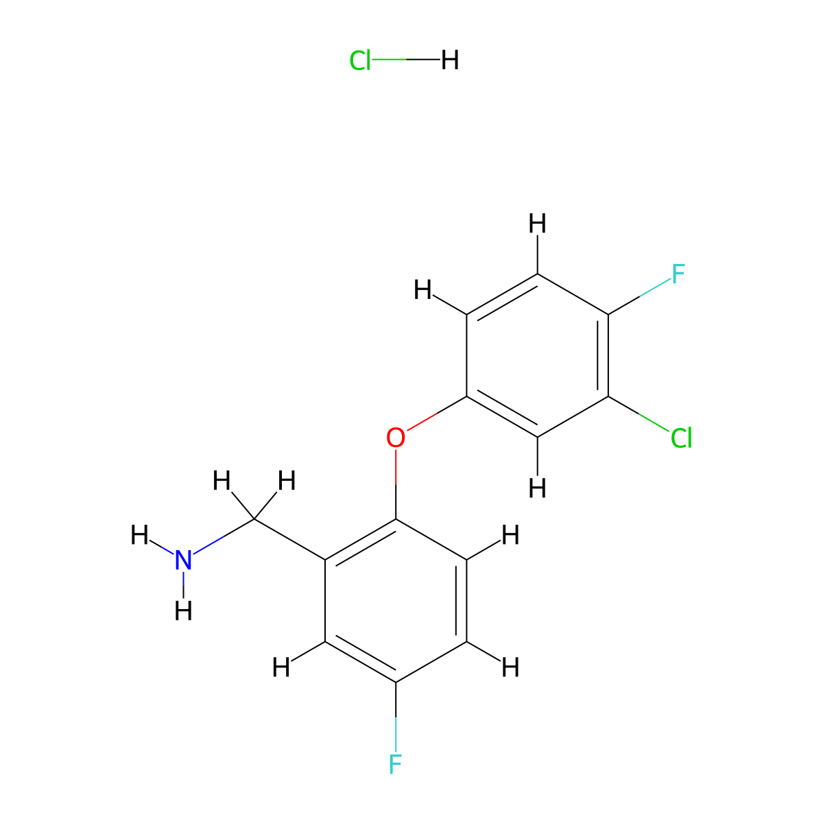 (2-(3-Chloro-4-fluorophenoxy)-5-fluorophenyl)methanamine hydrochloride molecular structure, CAS 2089277-21-2
