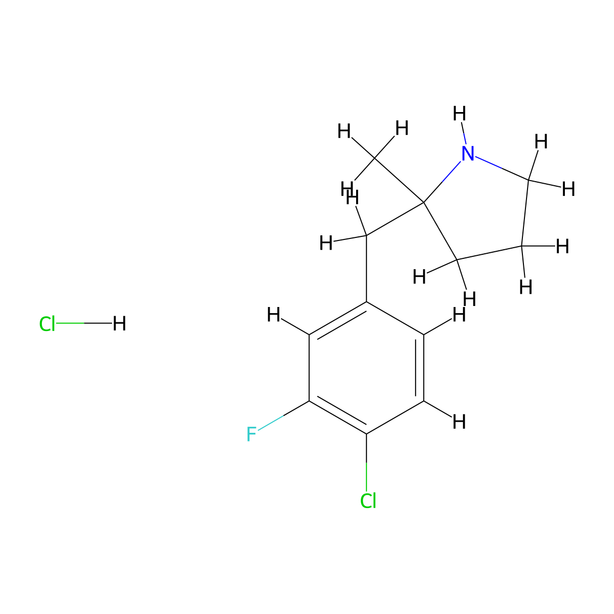 2-[(4-Chloro-3-fluorophenyl)methyl]-2-methylpyrrolidine hydrochloride molecular structure, CAS 2089277-23-4