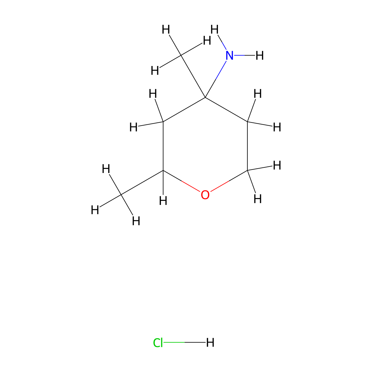 2,4-Dimethyloxan-4-amine hydrochloride molecular structure, CAS 2089277-28-9