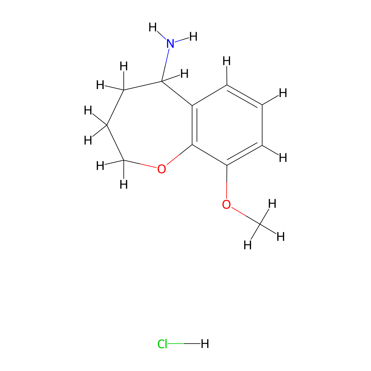 9-Methoxy-2,3,4,5-tetrahydro-1-benzoxepin-5-amine hydrochloride molecular structure, CAS 2089277-29-0