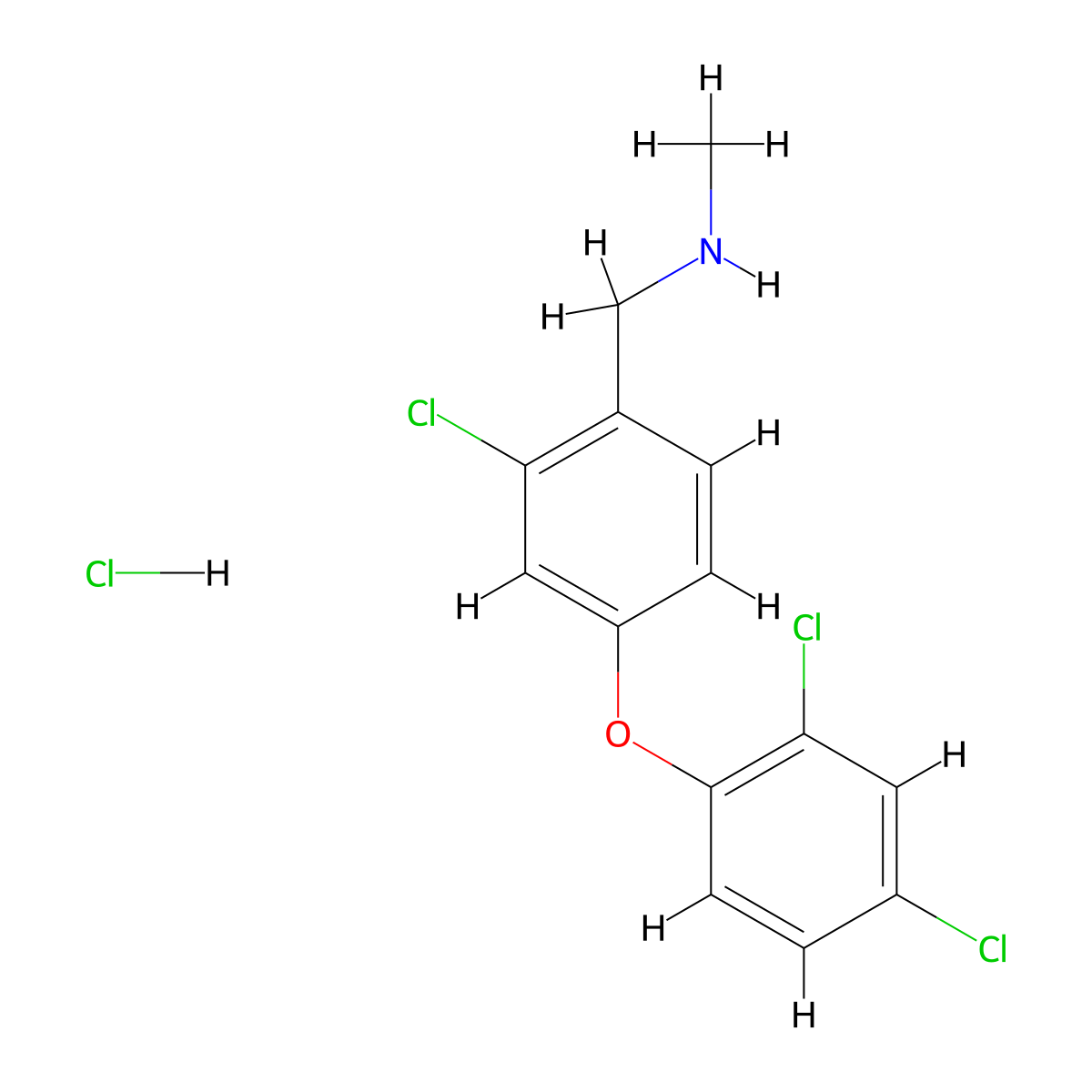 {[2-Chloro-4-(2,4-dichlorophenoxy)phenyl]methyl}(methyl)amine hydrochloride molecular structure, CAS 2089277-33-6