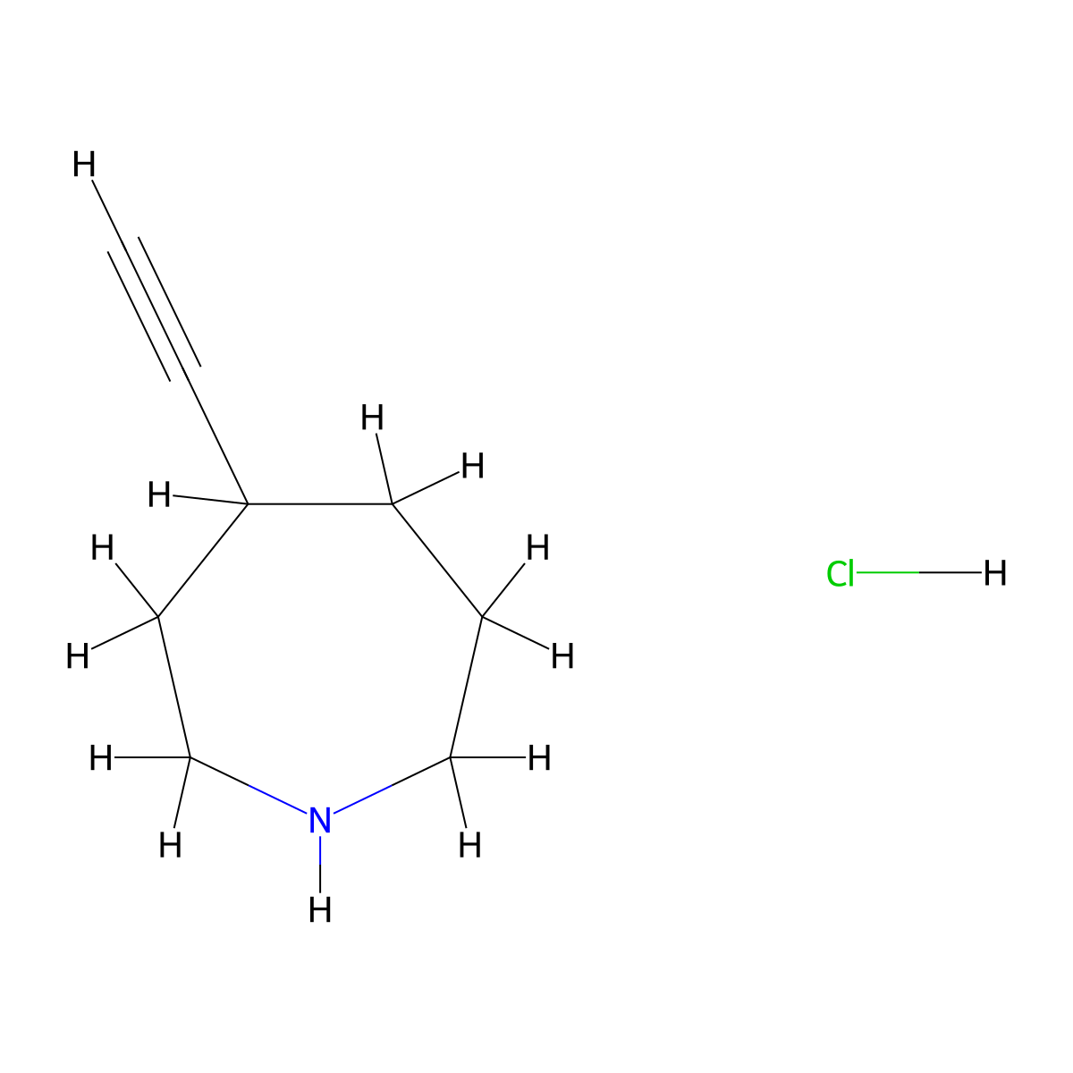 4-Ethynylazepane hydrochloride molecular structure, CAS 2089277-34-7