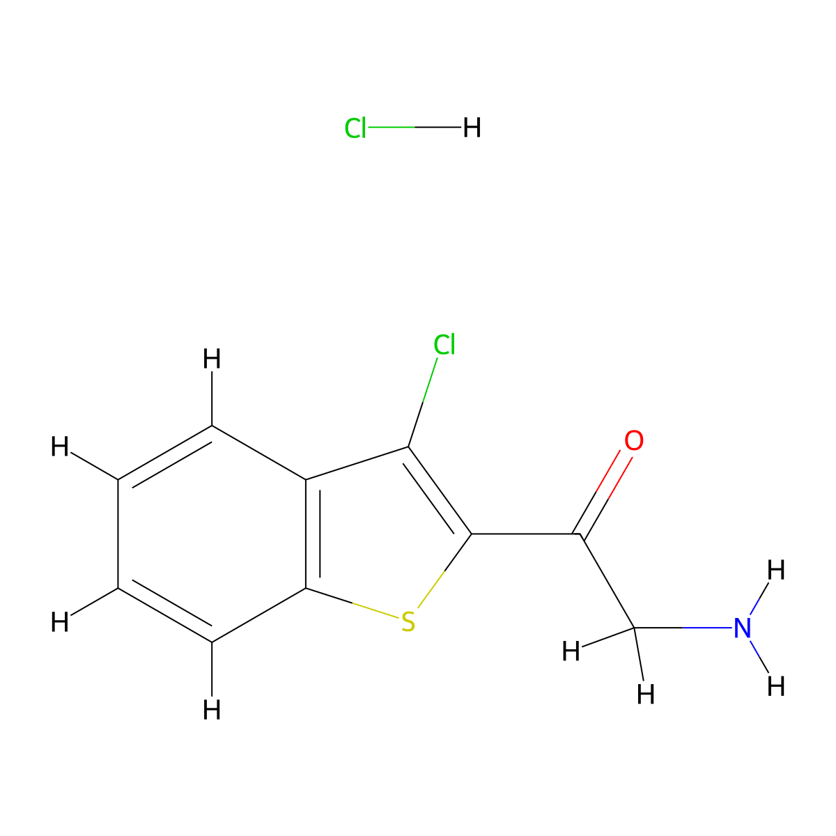 2-Amino-1-(3-chloro-1-benzothiophen-2-yl)ethan-1-one hydrochloride molecular structure, CAS 2089277-35-8