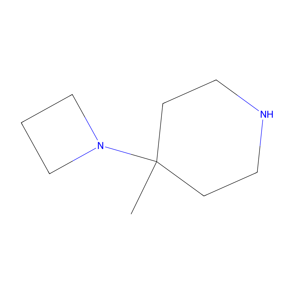 Piperidine, 4-(1-azetidinyl)-4-methyl- molecular structure, CAS 2089277-44-9