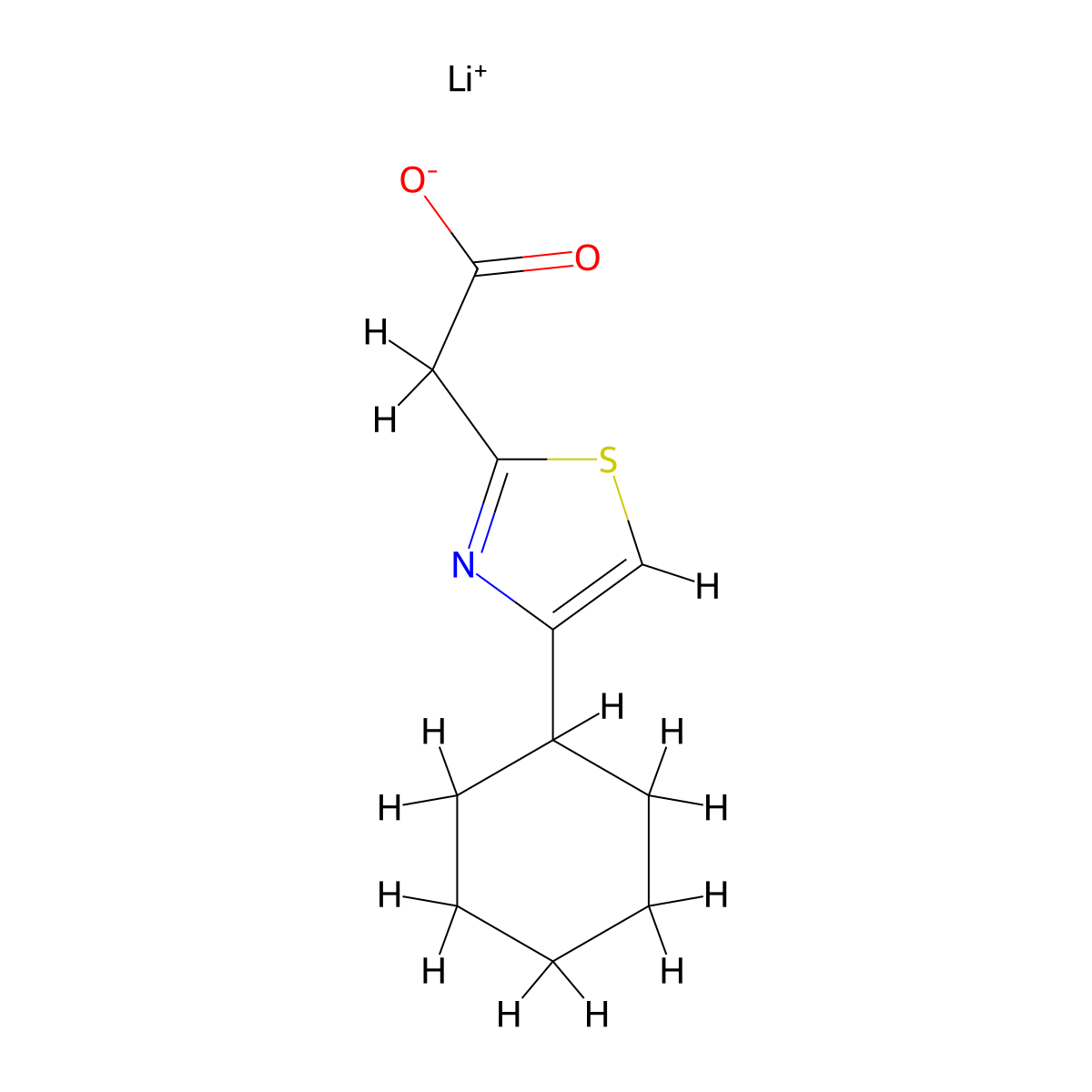 Lithium(1+) ion 2-(4-cyclohexyl-1,3-thiazol-2-yl)acetate molecular structure, CAS 2089277-47-2