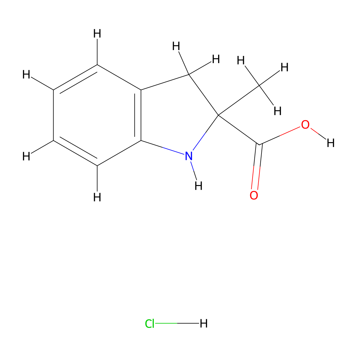 2-methyl-2,3-dihydro-1H-indole-2-carboxylic acid hydrochloride molecular structure, CAS 2089277-49-4