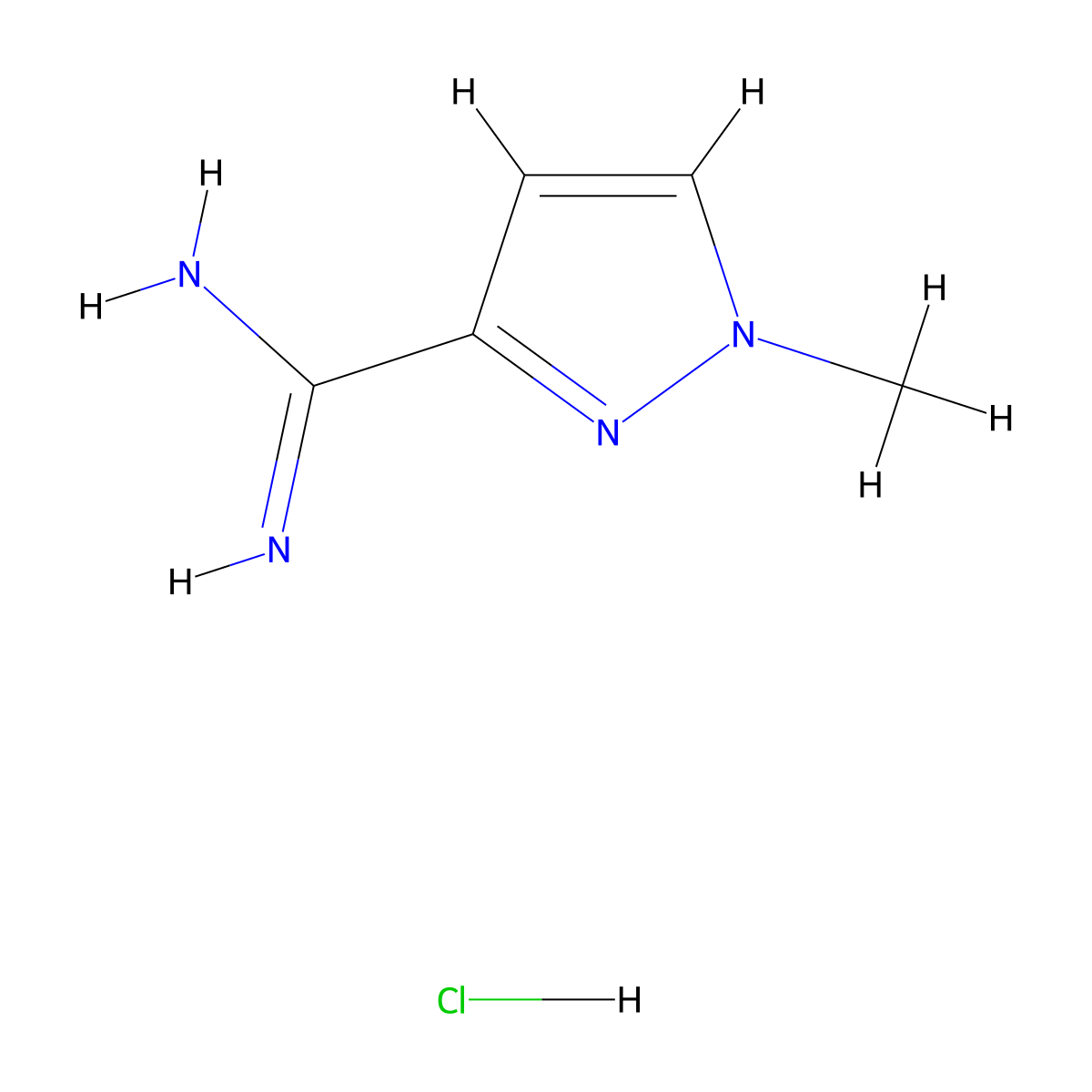 1-methyl-1H-pyrazole-3-carboximidamide hydrochloride molecular structure, CAS 2089277-52-9