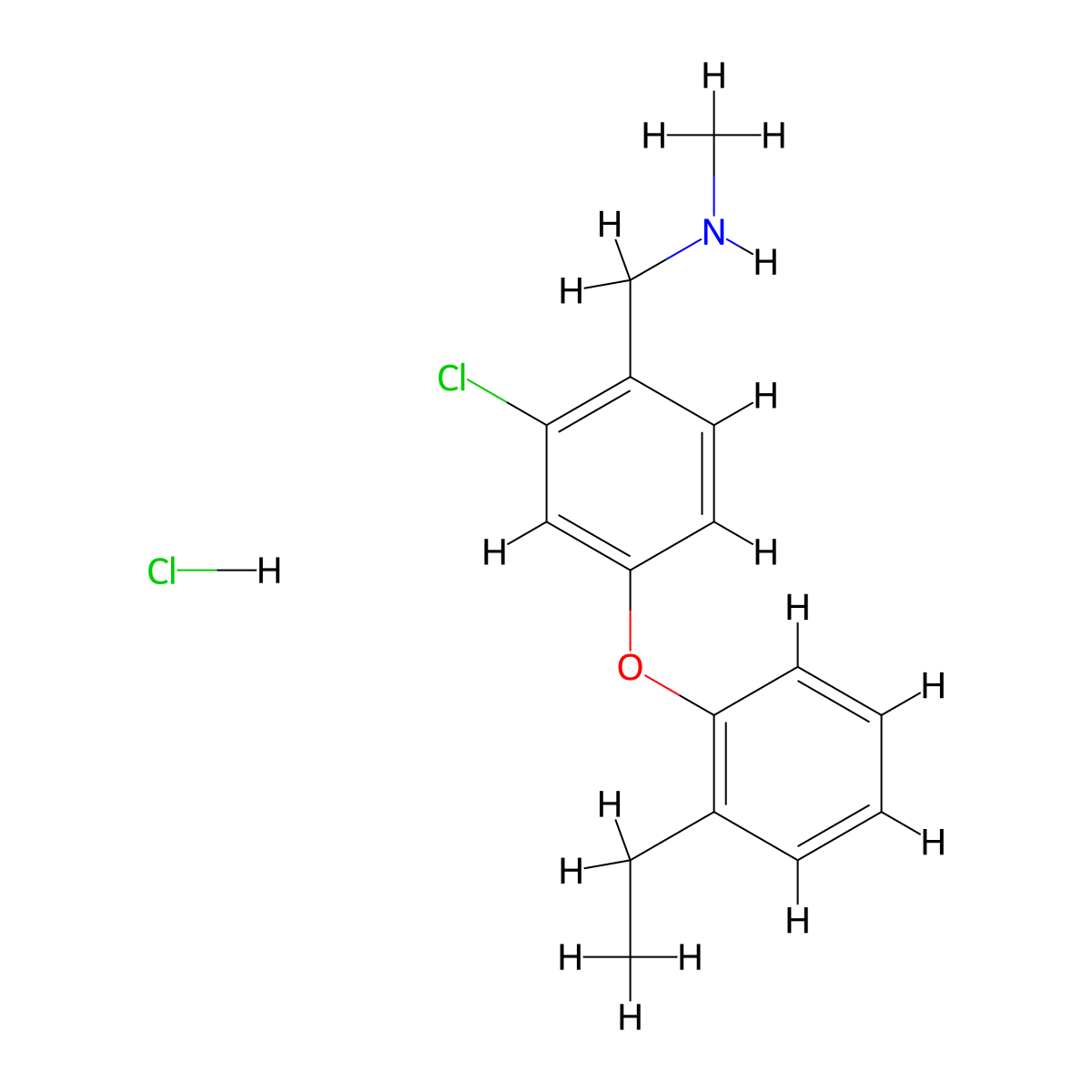 {[2-Chloro-4-(2-ethylphenoxy)phenyl]methyl}(methyl)amine hydrochloride molecular structure, CAS 2089277-54-1