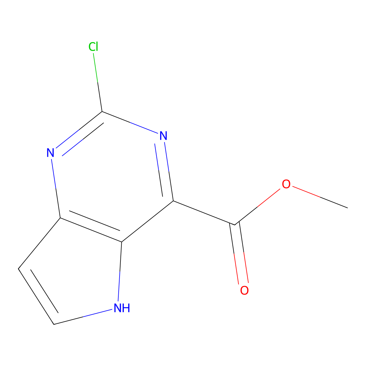 Methyl 2-chloro-5H-pyrrolo[3,2-d]pyrimidine-4-carboxylate molecular structure, CAS 2089277-65-4