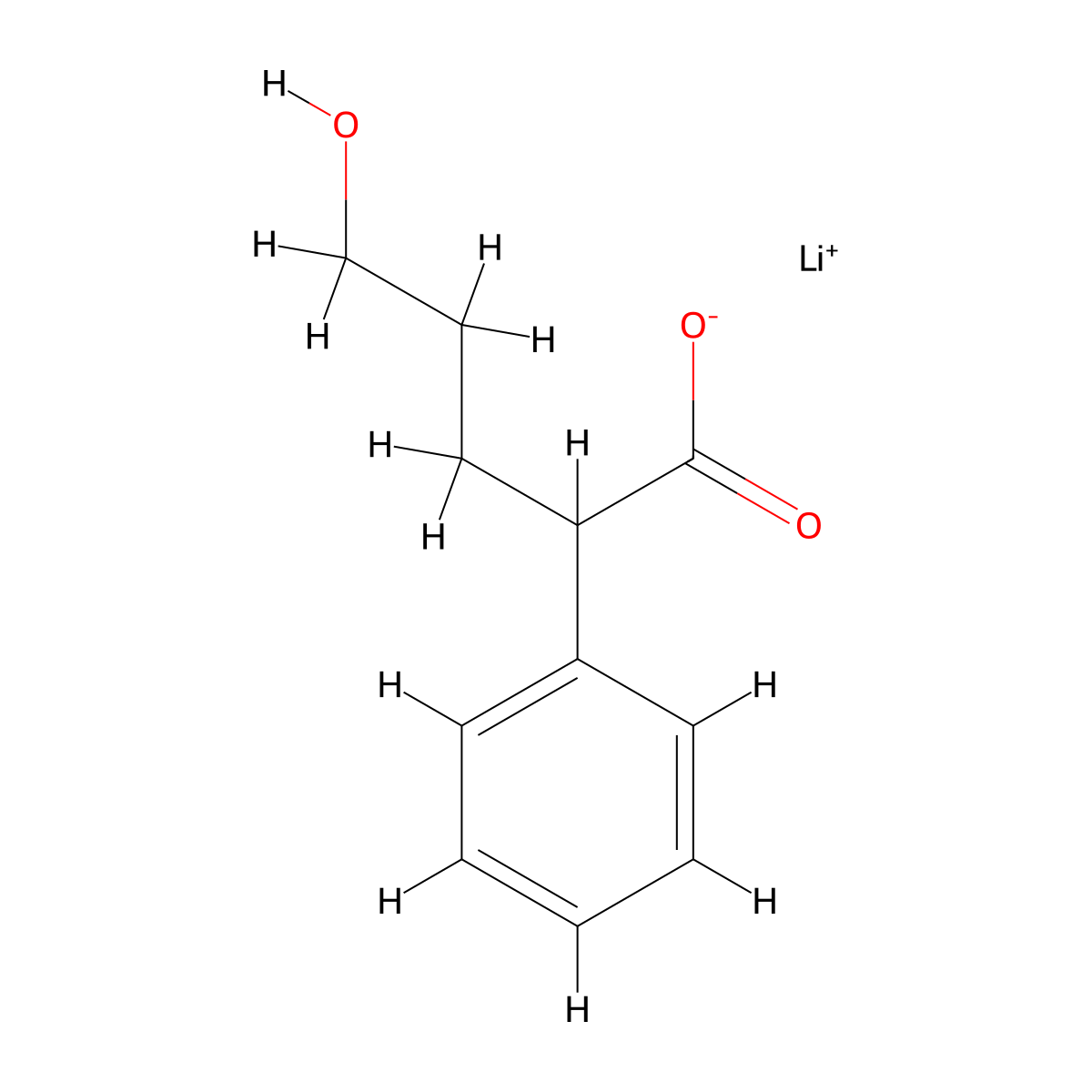 Lithium(1+) ion 5-hydroxy-2-phenylpentanoate molecular structure, CAS 2089277-77-8