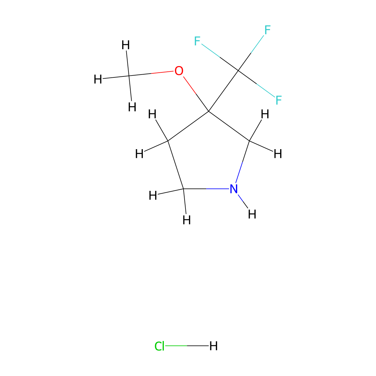 3-Methoxy-3-(trifluoromethyl)pyrrolidine hydrochloride molecular structure, CAS 2089277-80-3